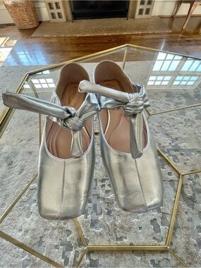 Silver Ballet Flats